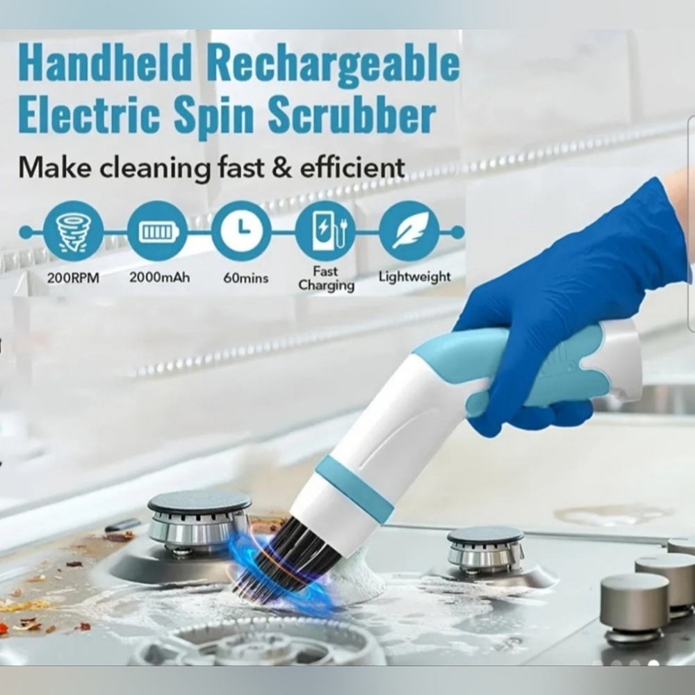 Lightweight Portable  Waterproof Electric Spin Scrubber, Rechargeable NEW